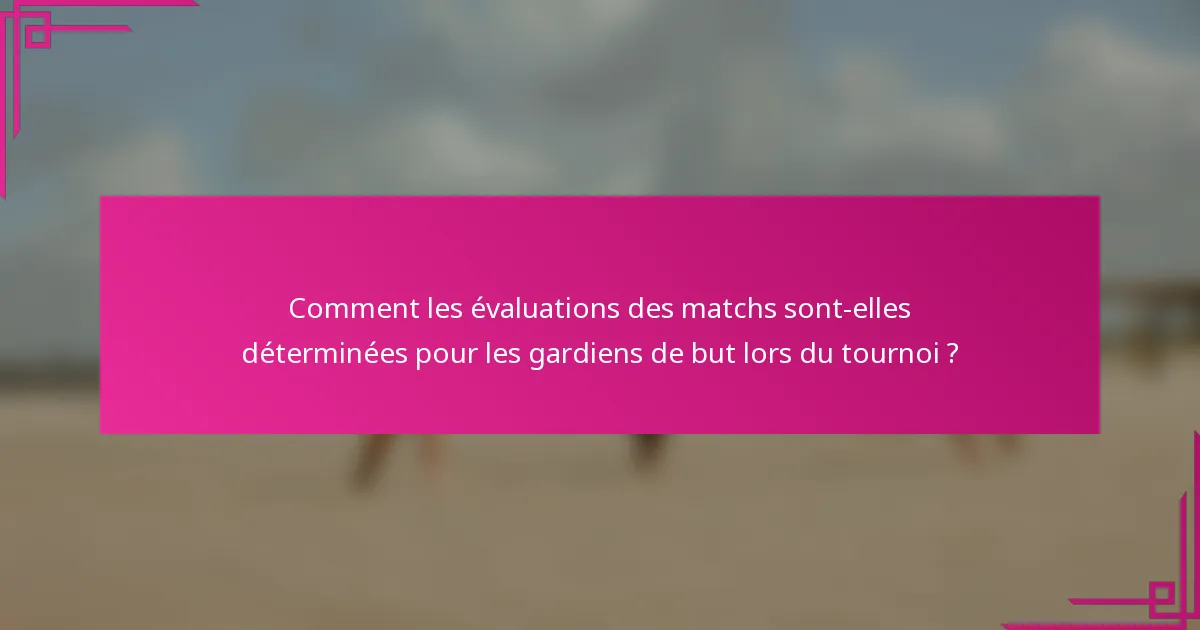 Comment les évaluations des matchs sont-elles déterminées pour les gardiens de but lors du tournoi ?