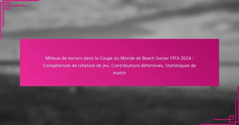 Milieux de terrain dans la Coupe du Monde de Beach Soccer FIFA 2024 : Compétences de création de jeu, Contributions défensives, Statistiques de match